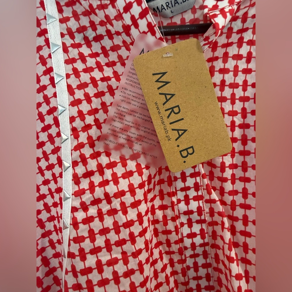 NWT Maria B Luxury Pakistan Red Embroidered Dress Size: Large - Picture 7 of 12